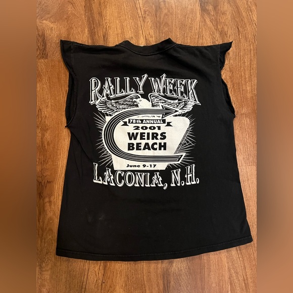 Vintage Laconia Motorcycle N.H Rally Week 2001 weirs beach, black T-shirt. - Picture 2 of 4